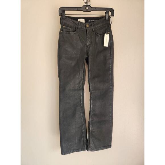 NWT Anthropologie Pilcro The Yaya Coated Crop Flare Jeans Size 25 Black #8C410 - Picture 2 of 12